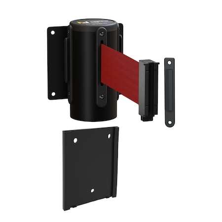 Montour Line Retr. Belt Barrier Removable Black Metal Wall Mnt 11ft Maroon Belt (F) WM115-BK-MN-RM-S-110
